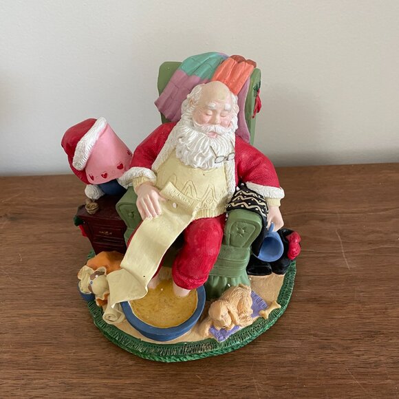 Santa's Best Classic Collectables Figurine Christmas Checking List 1991 Napping - Picture 14 of 14
